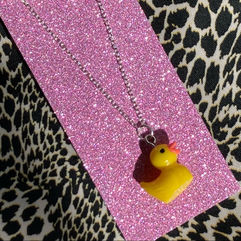 NEW Kawaii Yellow Rubber Ducky Nature Animal Necklace Lolita Egirl Scene Emo 24” - Picture 2 of 3